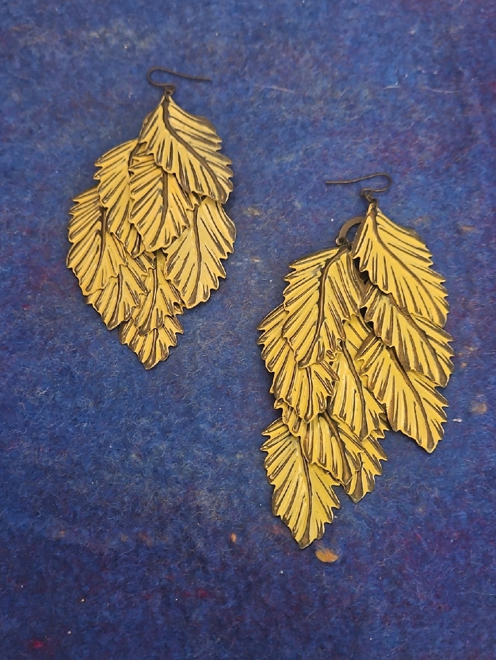 3 For $15 Gold Leaf Layered Dangle Earrings - Women Jewelry